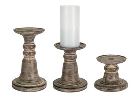 Melrose 74222DS Candle Holder (Set of 3) 5"H, 7"H, 9.25"H Stone Powder/Resin