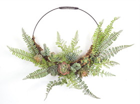 Melrose 74525DS Fern and Succulent Wall D&#233;cor 24.5" x 19.25"H Plastic/Wire