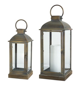 Melrose 74585DS Lantern (Set of 2) 15.5"H, 19.75"H Metal/Glass