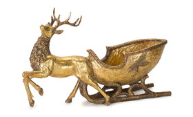 Melrose 76751DS Deer with Sleigh 19"L x 11"H Resin