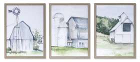 Melrose 78124DS Framed Farm Print (Set of 3) 11.5" x 11.5"H Plastic/MDF