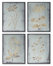 Melrose 78284DS Framed Floral (Set of 4) 11.75" x 15.75"H Iron
