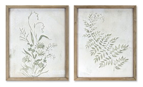 Melrose 78285DS Fern/Floral Print (Set of 2) 19.5" x 23.5"H Iron/Wood