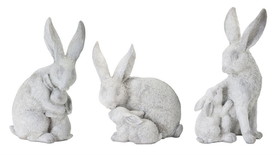 Melrose 78338DS Rabbit With Bunny (Set of 6) 4.5"H, 5.5"H, 6"H Resin/Stone Powder
