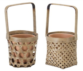 Melrose 78497DS Basket/Pot Holder (Set of 6) 5"H Bamboo/Terra Cotta