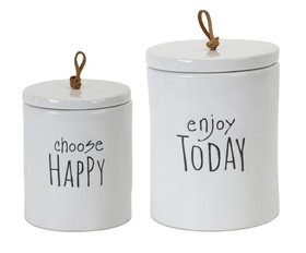 Melrose 78603DS Canister (Set of 2) 5.75"H, 7.25"H Stoneware