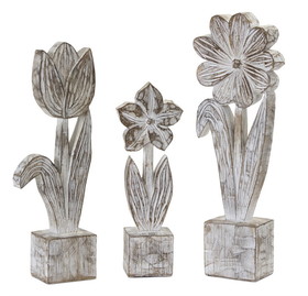 Melrose 78750DS Potted Floral (Set of 3) 10.5"H, 12.75"H, 14.25"H Resin/Stone Powder