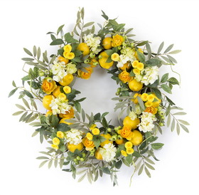 Melrose 78776DS Lemon/Floral Wreath 28"D Foam/Plastic