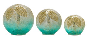 Melrose 80079DS Orb (Set of 3) 4.5"D, 6"D, 7"D Glass 3AAA or 3AA Batteries, Not Included