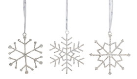 Melrose 80157DS Jewel Snowflake (Set of 12) 3.5"H Iron/Glass