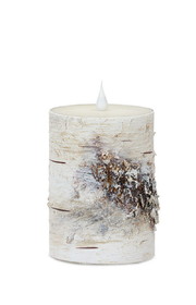 Melrose 80253DS LED Birch Candle 3.5"D x 5"H (Set of 2) with Remote