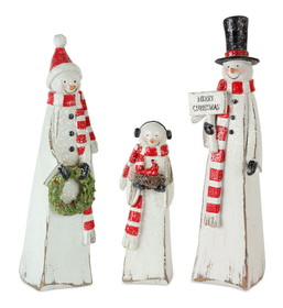 Melrose 80545DS Snowman Family (Set of 3) 6.75"H, 10.5"H, 11"H Resin