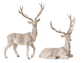 Melrose 80704DS Deer (Set of 2) 12"L x 14.5"H, 13"L x 17.5"H Resin