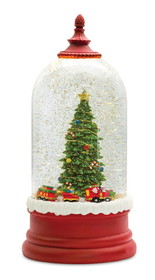 Melrose 80782DS Snow Globe w/Tree 10.5"H Plastic 6 Hr Timer 3 AA Batteries, Not Included or USB Cord Included