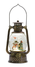 Melrose 80784DS Snow Globe Lantern w/Snowman 11"H Plastic 6 Hr Timer 3 AA Batteries, Not Included or USB Cord Included