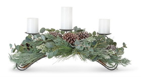 Melrose 81223DS Pine and Eucalyptus Centerpiece 31"L x 11.5"H Plastic/Polyester (Fits 3" Candles)