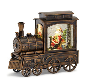 Melrose 81284DS Train and Santa Snow Globe 9"L x 7.5"H Acrylic 6 Hr Timer 3 AA Batteries, Not Included