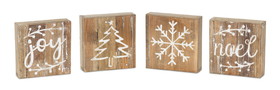 Melrose 81472DS Christmas Plaque (Set of 8) 6"SQ Wood