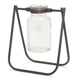 Melrose 82052DS Jar with Stand (Set of 2) 6"L x 6.75"H Iron/Glass