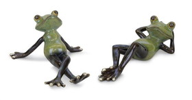 Melrose 82138DS Frog (Set of 2) 7.5"L x 3.5"H, 8"L x 2.5"H Resin