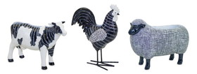 Melrose 82443DS Chicken/Cow/Sheep (Set of 3) 4.25"H, 4.5"H, 6"H Resin