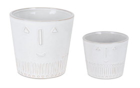 Melrose 82513DS Pot (Set of 2) 4.25"D x 3.5"H, 5.5"D x 5.25"H Porcelain
