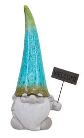 Melrose 82691DS Gnome with Welcome Sign 24"H Magnesium