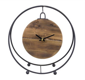 Melrose 82722DS Clock 11.5"D Iron/Wood