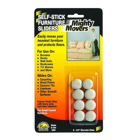 Master Manufacturing 87001 Mighty Movers Furniture Sliders, Self-Stick, 3/4" dia.