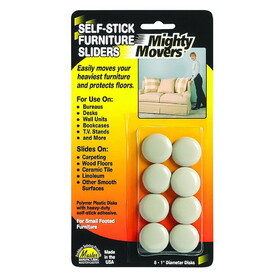 Master Manufacturing 87002 Mighty Movers Furniture Sliders, Self-Stick, 1" dia.