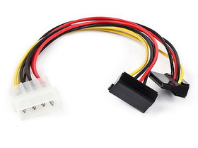 Monoprice 8796 8in 4pin MOLEX Male to 2x 15pin SATA II Female with 90 degree Power Cable