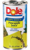 Dole Packaged Foods 00914 Dole 6 Oz Pineapple Juice, 6 Oz. Cans, 48/Case