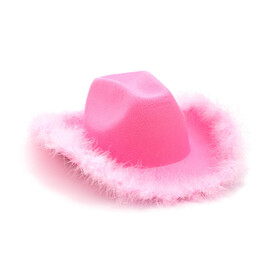 Morris Costumes 14290043 Pink Cowgirl Hats with Fuzzy Trim