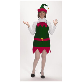 Halco AE7062 Adult's Elf Christmas Apron &amp; Hat Set