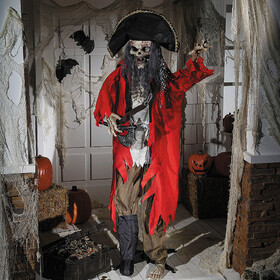 Morris Costumes ATC00008 6 Ft. Standing Animated Plastic Skeleton Pirate Halloween Decoration