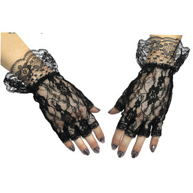 Morris Costumes BA14 Black Fingerless Gloves
