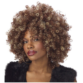 California Costumes CC70257 Adult's Brown &amp; Blonde Curly Afro Wig