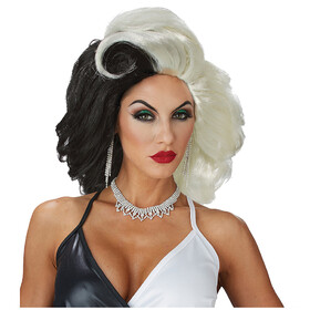 California Costumes CC70882 Adult's Black &amp; White Cruel Diva Wig