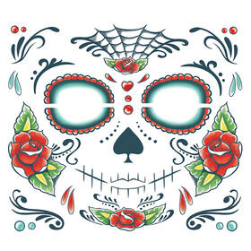 Morris Costumes DFCT412 Day Of The Dead Tattoo