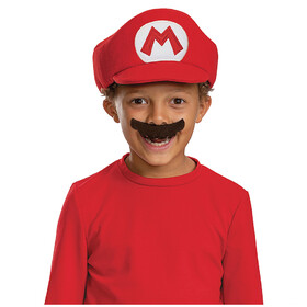 Disguise DG146339 Kid's Super Mario Bros.&#153; Elevated Mario Hat &amp; Mustache Costume Accessory