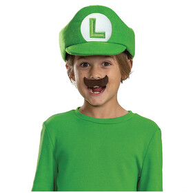 Disguise DG146379 Kid's Super Mario Bros.&#153; Elevated Luigi Hat &amp; Mustache Costume Accessory