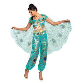 Morris Costumes Women's Deluxe Aladdin&#153; Live Action Teal Jasmine Costume