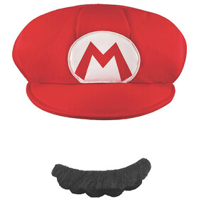Morris Costumes DG73781 Men's Super Mario Bros.&#153; Red Mario Hat &amp; Mustache