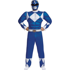 Disguise Men's Classic Muscle Mighty Morphin Power Ranger Blue Ranger -&nbsp;Large