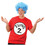 Morris Costumes EL405220 Cat In The Hat Thing 2 Shirt and Wig Set - Small