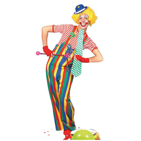 Funny Fashion FF760658 Men's Striped Overalls Clown Costume