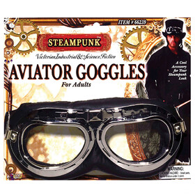 Morris Costumes FM66239 Adult Steampunk Aviator Goggles - 1 Pc.