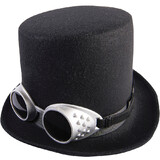 Morris Costumes FM75326 Adult's Black Steampunk Hat with Silver Goggles