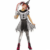 Fun World Girl's Red, Black & White Dress Karnevil Kut-Up Clown Costume