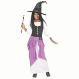 Fun World Girl's Black, Purple & White Polyester Renaissance Witch Costume